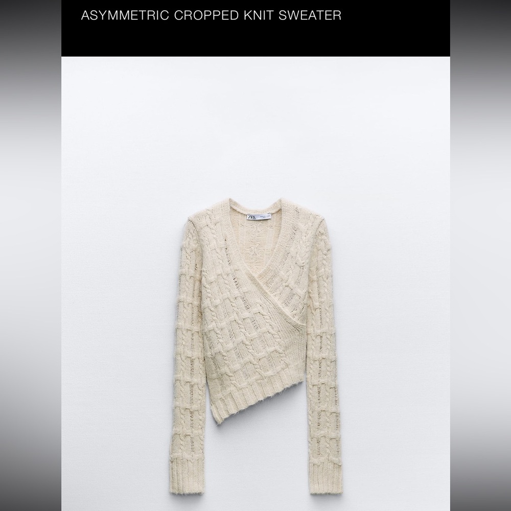 NWOT Asymmetric cropped Zara sweater small